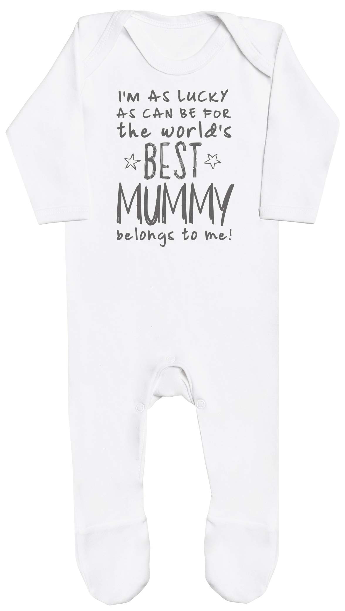 Baby Bunny Men's White I'm As Lucky As Can Be Best Mummy Belongs To Me! Baby Boy Romper, Baby Girl Romper, Baby Romper - Newborn