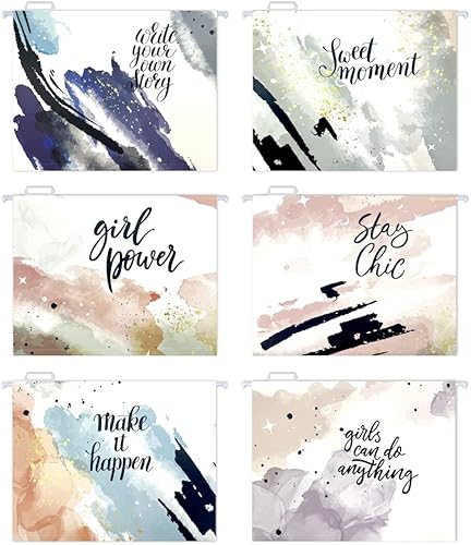 GOGODUCKS Carpetas colgantes decorativas, archivador, tamaño carta con pestaña ajustable de corte 15, duradero, 12 diseños lindos surtidos, 36