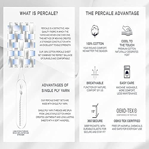 Miniatura 3 de Nautica - Colección de percal - Juego de sábanas - 100 algodón crujiente y fresco ligero y absorbente de la humedad completo Audley