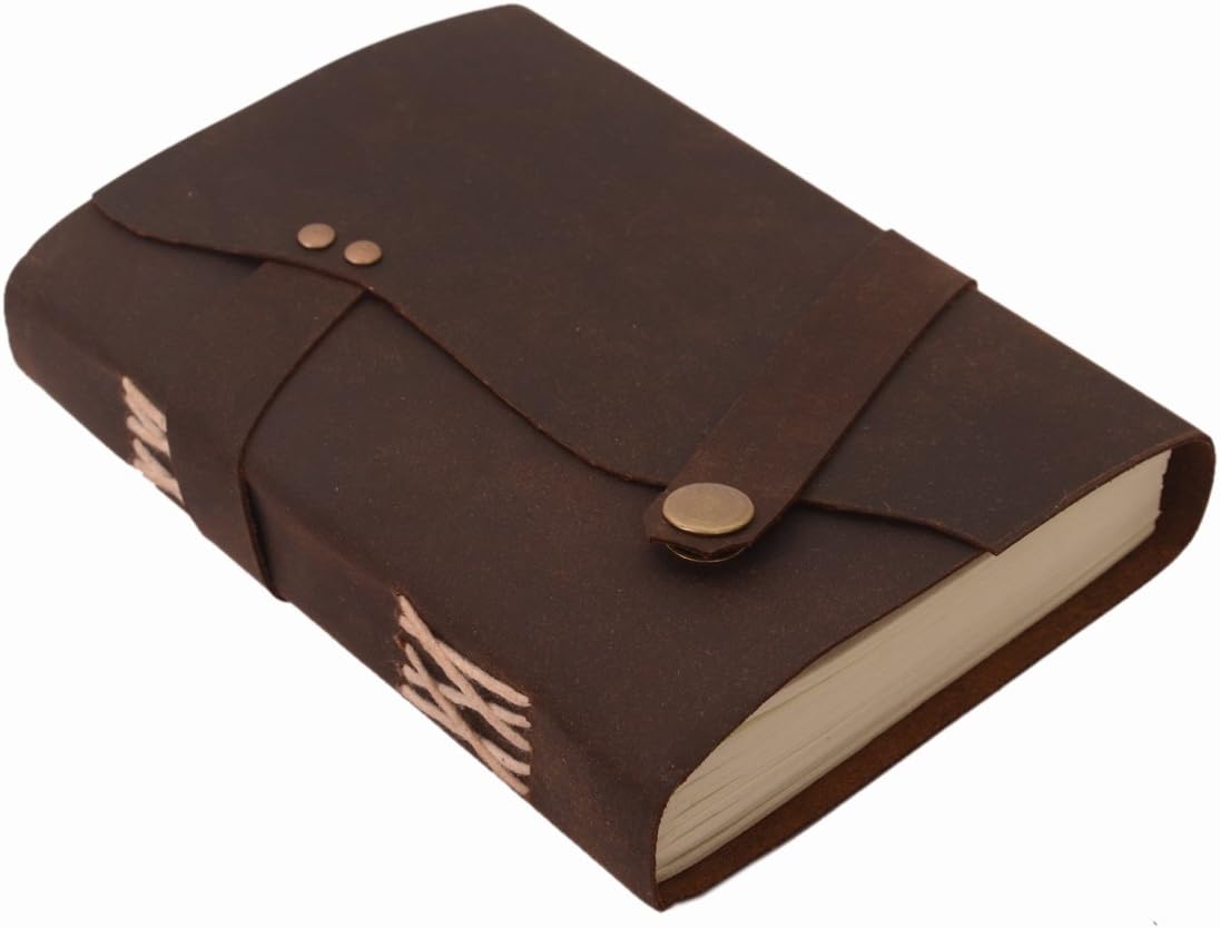 Purpledip Leather Journal (Diary Notebook) 'Modern Tradition': Naturally Treated Paper In Oil Pull-up Leather Cover Button Strap For Corporate Gift Or Personal Memoir (11112)