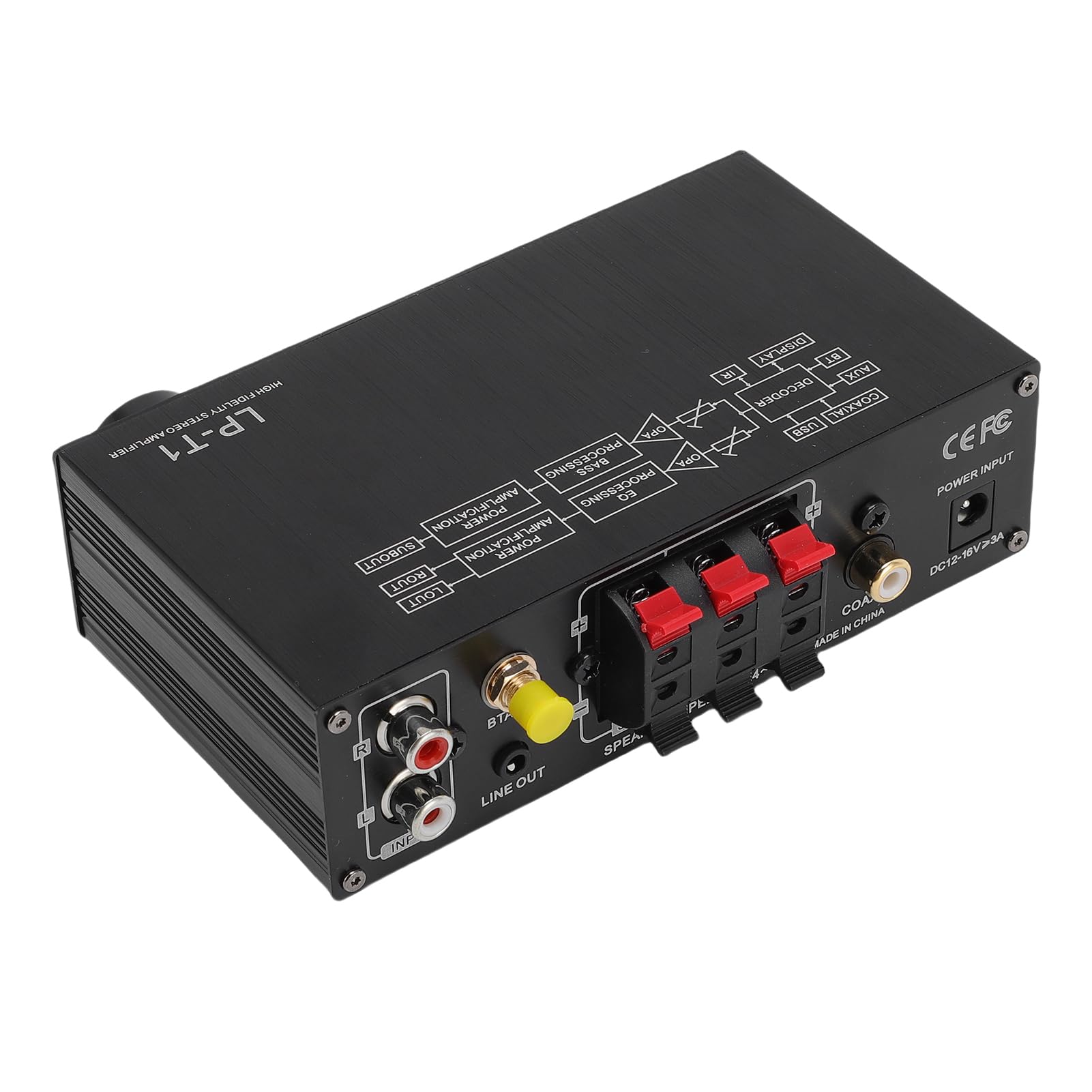 Goshyda Cyfrowy Wzmacniacz Odbiornika Bluetooth 5.1, 2.1-kanałowy Cyfrowy Wzmacniacz Subwoofera HiFi 30 W X 2 z Subwooferem 60 W z Pilotem do Kina Domowego (wtyczka UE)