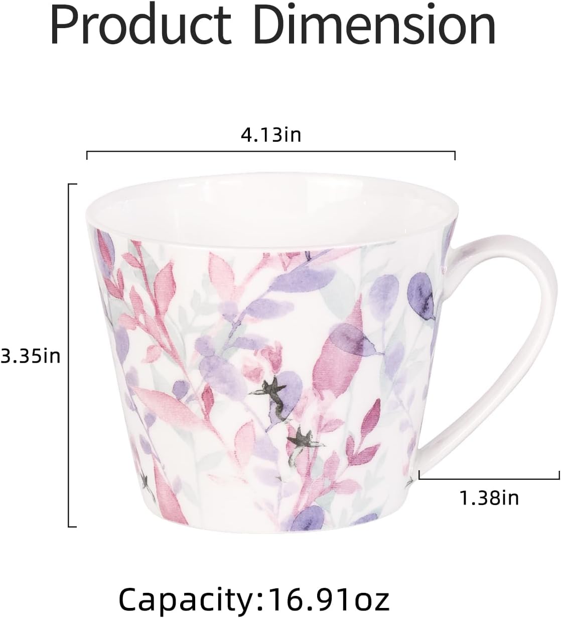 KAMMAK Bone China Mugs 16 oz Coffee Mugs with Handle, Tea Cup Set of 2 Porcelain Espresso Mug Fine Ceramic Tea Cups Large Demitasse Mug for Cappuccino, Latte, Coco, Americano - Image 2