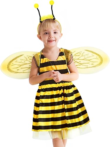 Miniatura 5 de Neer Accesorios de disfraces de Halloween de abeja para niñas y niños incluyen disfraz de falda tutú, falda de abeja, antena de hada, diadema y ala