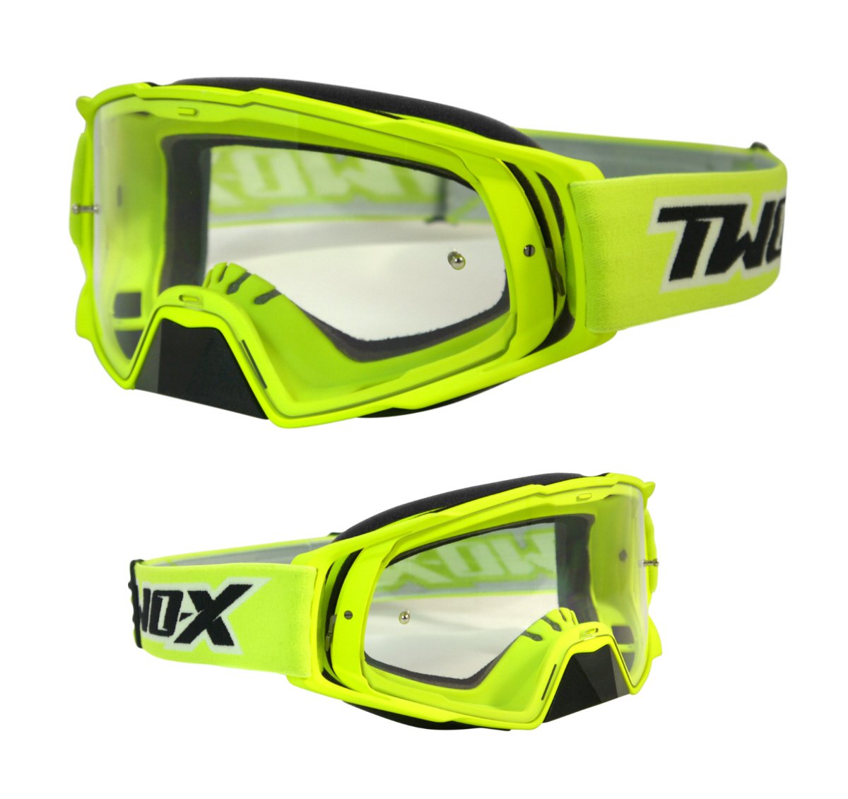 TWO-X Occhiali da motocross Rocket giallo trasparente MX occhiali da motocross enduro vetro trasparente occhiali protettivi con protezione naso anti-graffio Fast Change