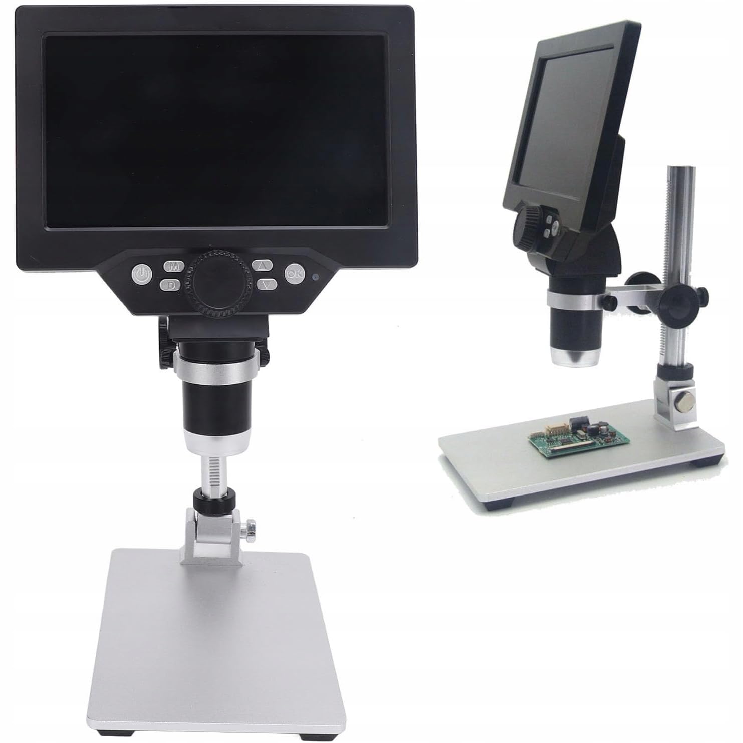 Rosfix NanoZoom AX1200 - Microscopio digital LCD 7" 12MP 1080P | Ampliación 1200x, LED, USB, microSD, soporte de aluminio | Análisis electrónico y biológico