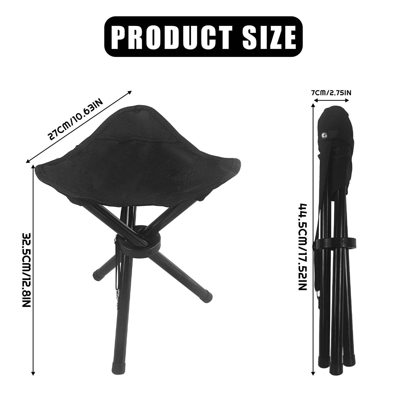 KKONHII Travel Folding Camping Stool, Outdoor Tripod Seat, Folding Camping Chairs,Fishing Chair for Camping Party Mountaineering Picnic Beach Garden Lawn