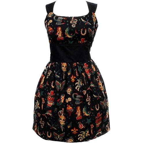 Women's Riding Shotgun Vintage Tattoo Pin-up Dress Black