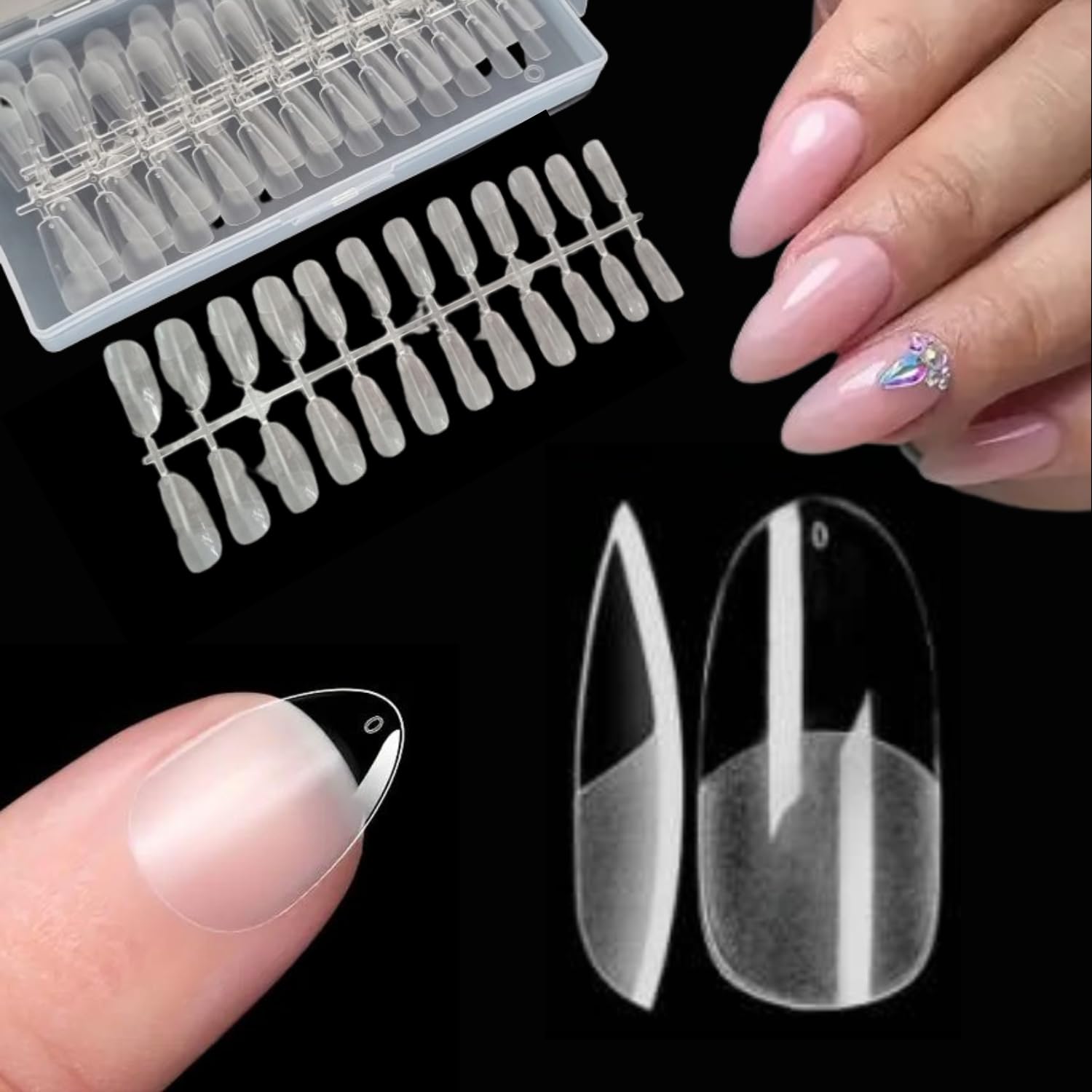 120 sztuk Tipsy Flexible Elastyczne Ultra Cienkie Flex Oval Clear Owalne Bezbarwne Nail Tips do przedłużania paznokci
