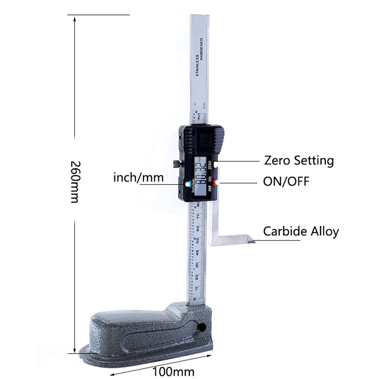 Cyfrowy Wysokościomierz 0-150 Mm 0,01 Mm Elektroniczny Wskaźnik Znakujący Ze Stopu Aluminium Miernik Suwmiarki