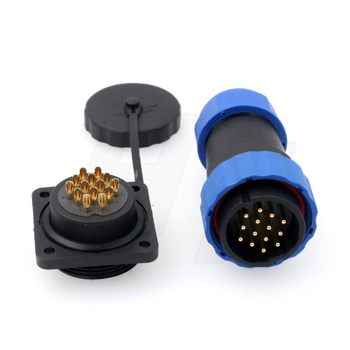HangTon HE29 Connecteur extérieur circulaire fileté extérieur étanche IP68 mâle femelle à souder 4 vis (14 broches 10 A 380 V)