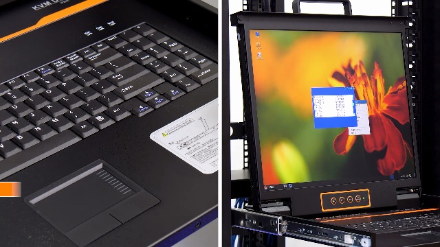 Image of Rack Mount KVM w /17.3 inch LCD Monitor, 16-Port HDMI KVM Switch, 1080@60Hz 1U Integrated Monitor Keyboard, Fits Standard 1U 19 inch Racks, Included 16 USB HDMI KVM Cable, 1 Power Cord, 2 Bracket