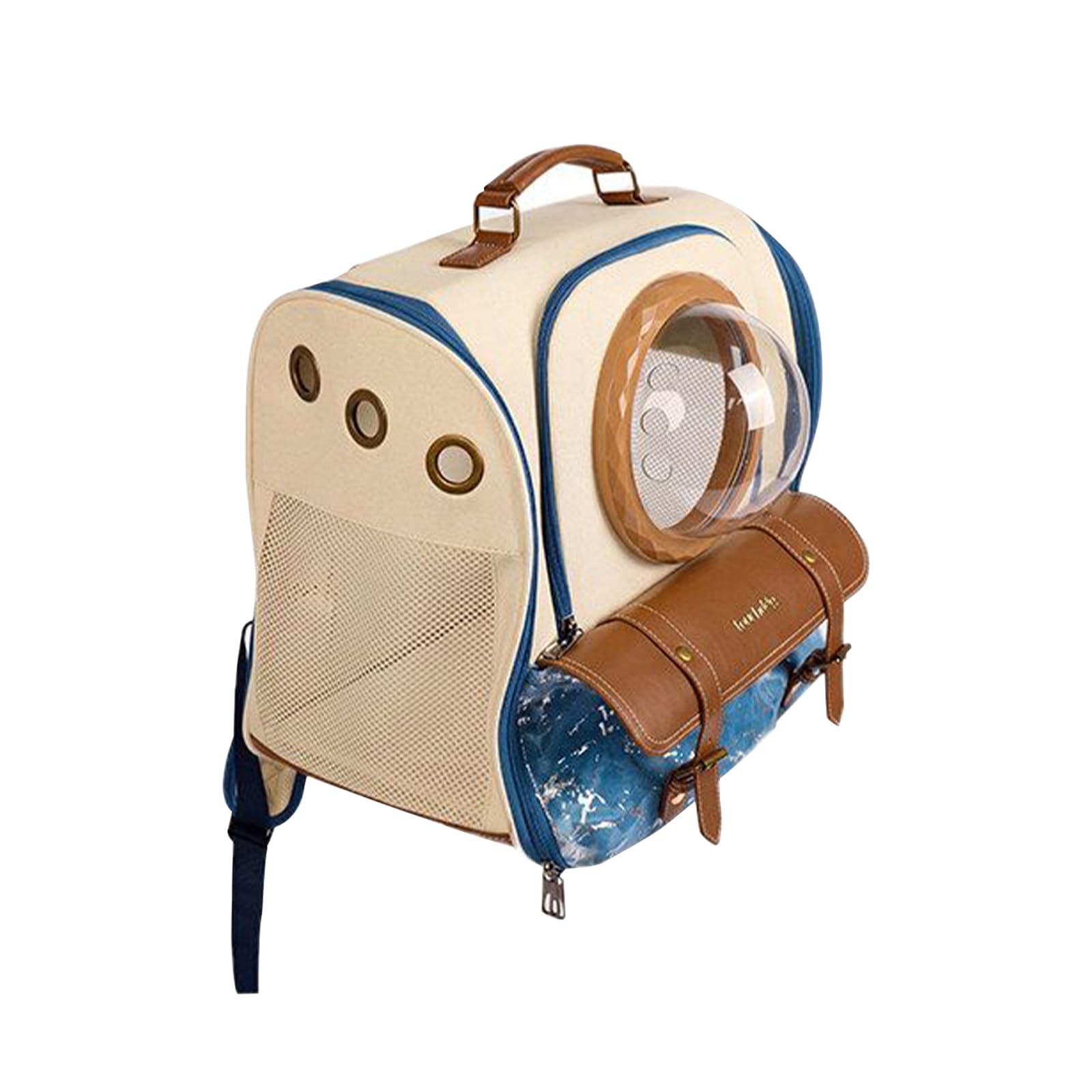 Galatée Transportín para Mascotas, Diseño Panorámico Transparente De 360°, Interior Espacioso, Material 100% Algodón, Correas De Hombro Reforzadas (Estilo Mochila)