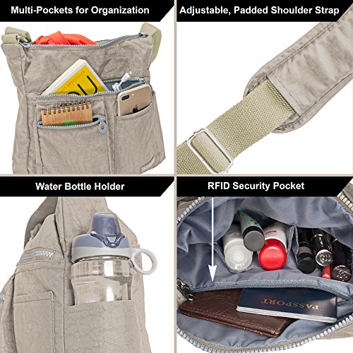Neatpack Crossbody Bags For Women With Bottle Holder, Anti Theft Rfid Pocket And Multiple Compartments, Travel Purses, Grey #TOP4