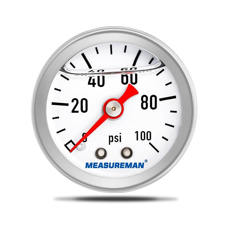 Manômetro de pressão de combustível MEASUREMAN MA003 0–100 psi com caixa em aço inoxidável – 1 unidade