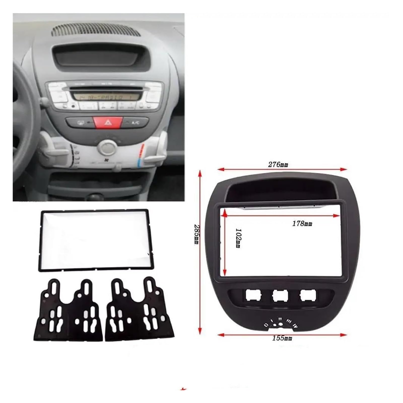 Marco Radio para Coche Doble DIN para Citroen C1 Fascia Panel para Estéreo Y DVD Montaje De Tablero Instalación Kit De Ajuste Marco Bisel Panel Radio para Coche