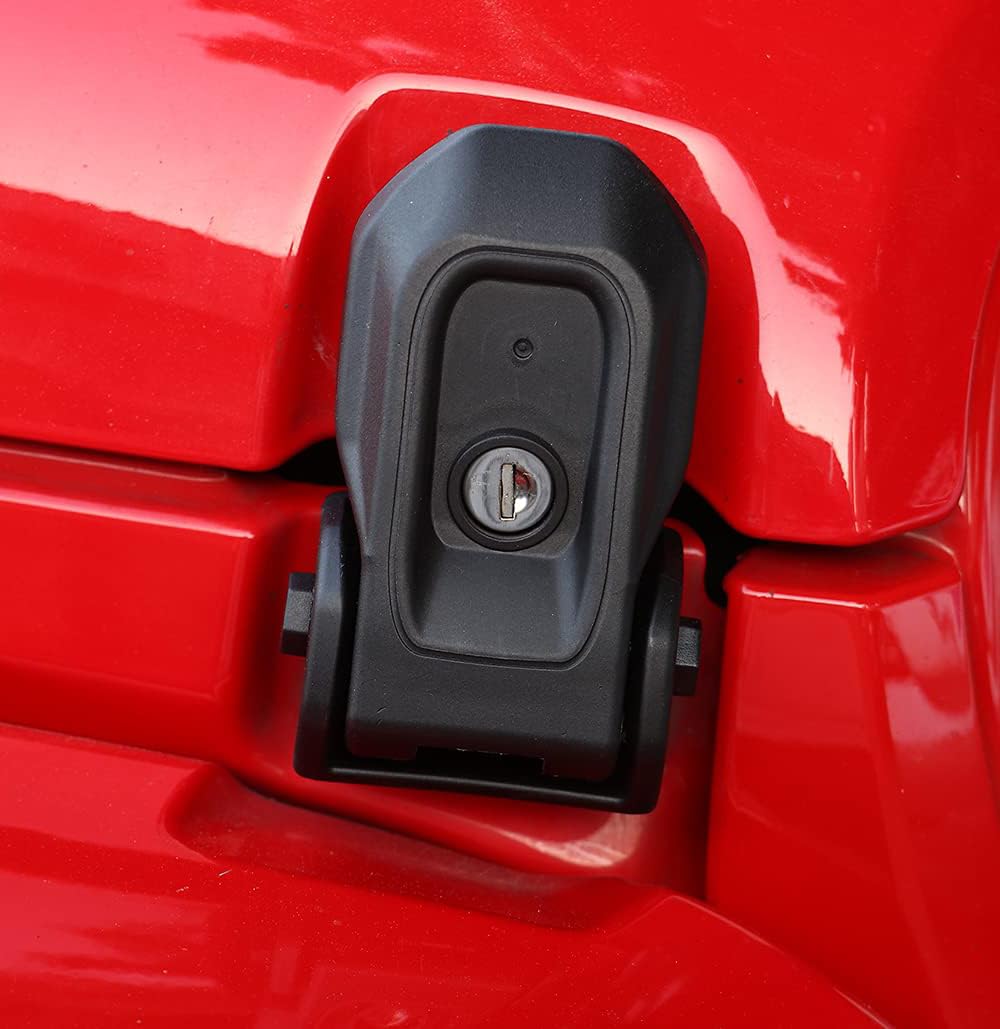 Unifizz Samochodowy zatrzask maski JL z kluczami, oryginalny fabryczny zestaw blokujący do Jeep Wrangler JL i Jeep Gladiator JT na lata 2018-2023, czarny
