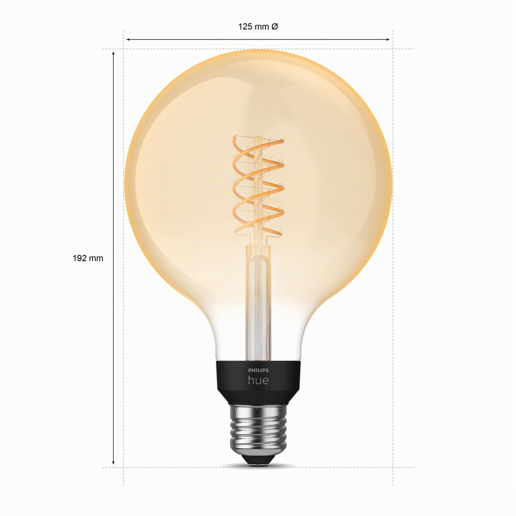 PHILIPS Hue White Filament, Lampadina LED smart a globo E27 | Luce bianca calda, Dimmerabile, A filamento vintage, Smart Home, Controllo vocale e via app