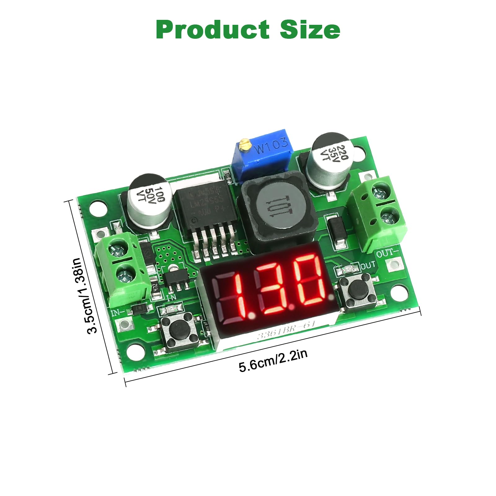 HENGBIRD 2 sztuki regulowanego zasilacza DC Step Down, regulator napięcia DC z woltomierzem LED, 4-40 V na 1,25-37 V, stabilny 2 A, maks. 3 A, do samochodów Arduino LED