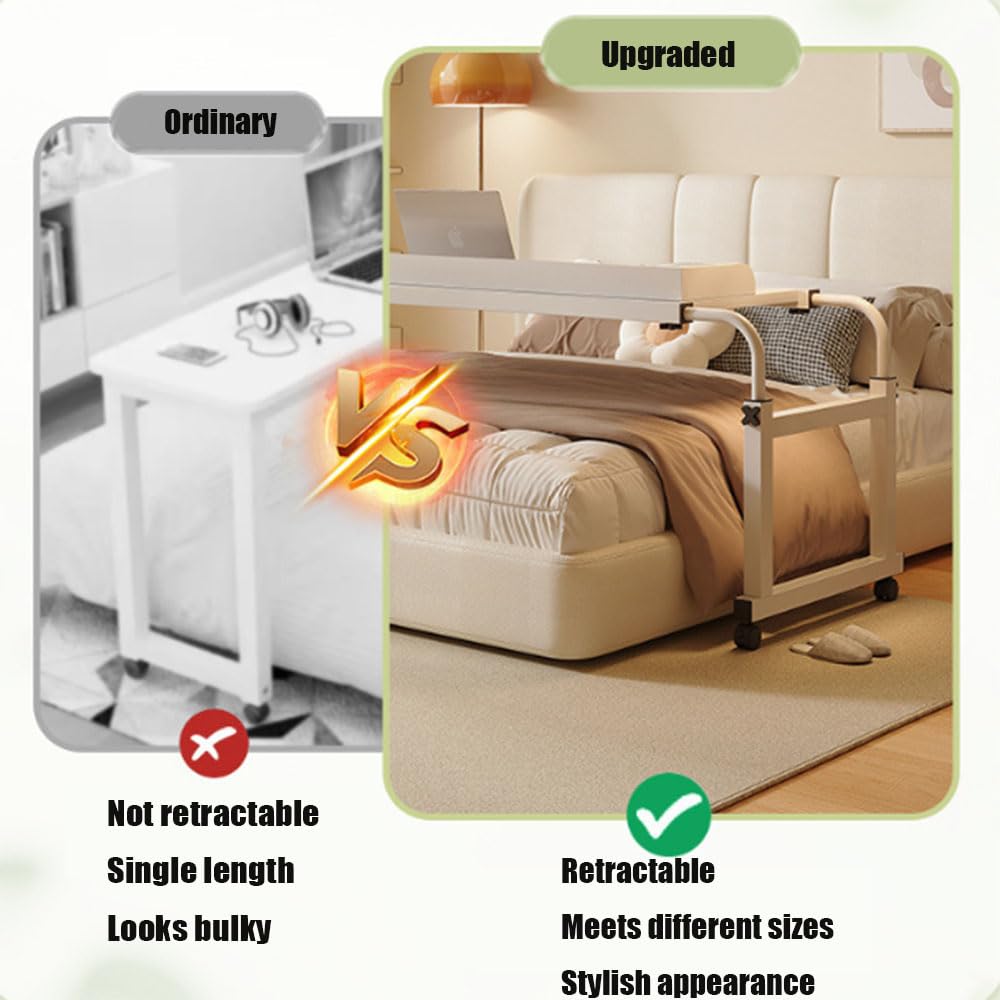 Letto di Cura Mobile con Tavolo a Croce, Scrivania per casa e Ufficio con Ruote e Altezza Regolabile Tavolo Medico(Color:Nero)