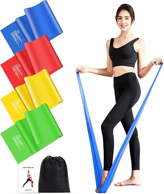 Zestaw 4 taśm oporowych o długości 1,5 m, taśmy oporowe o grubości 4 do fitnessu, do crossfitu, budowy mięśni, jogi, pilatesu, dla mężczyzn i kobiet