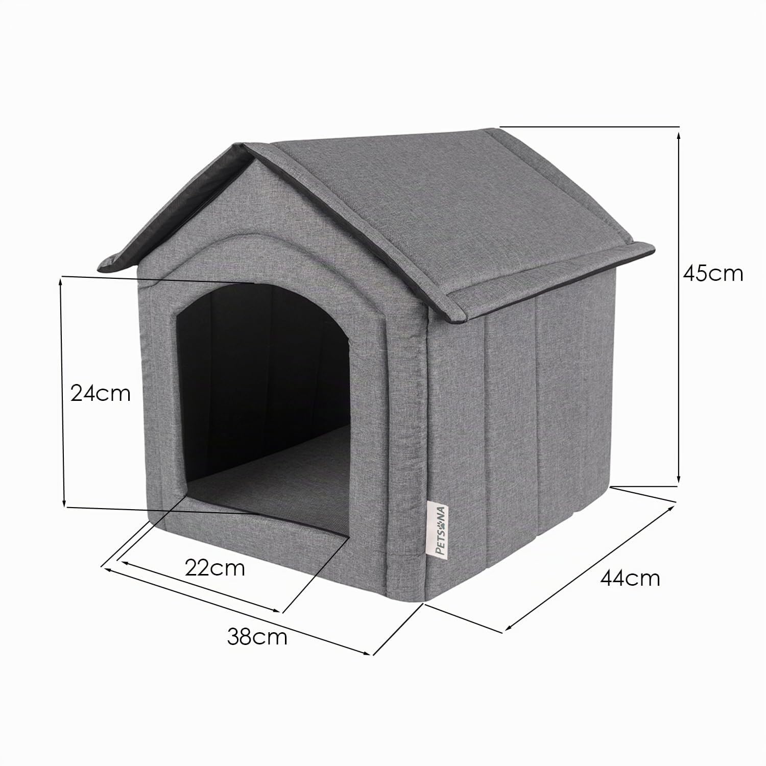 Niche pour Chien Lit pour Chat Animal Pliable avec Toit Amovible Lit De Grotte Animal De Compagnie Couchage Taille M, Gris