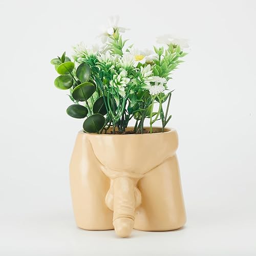 Miniatura 3 de Lourich Divertidas macetas para suculentas, maceta de resina, jarrón con forma de cuerpo, macetas únicas y divertidas, macetas de arte de pene de