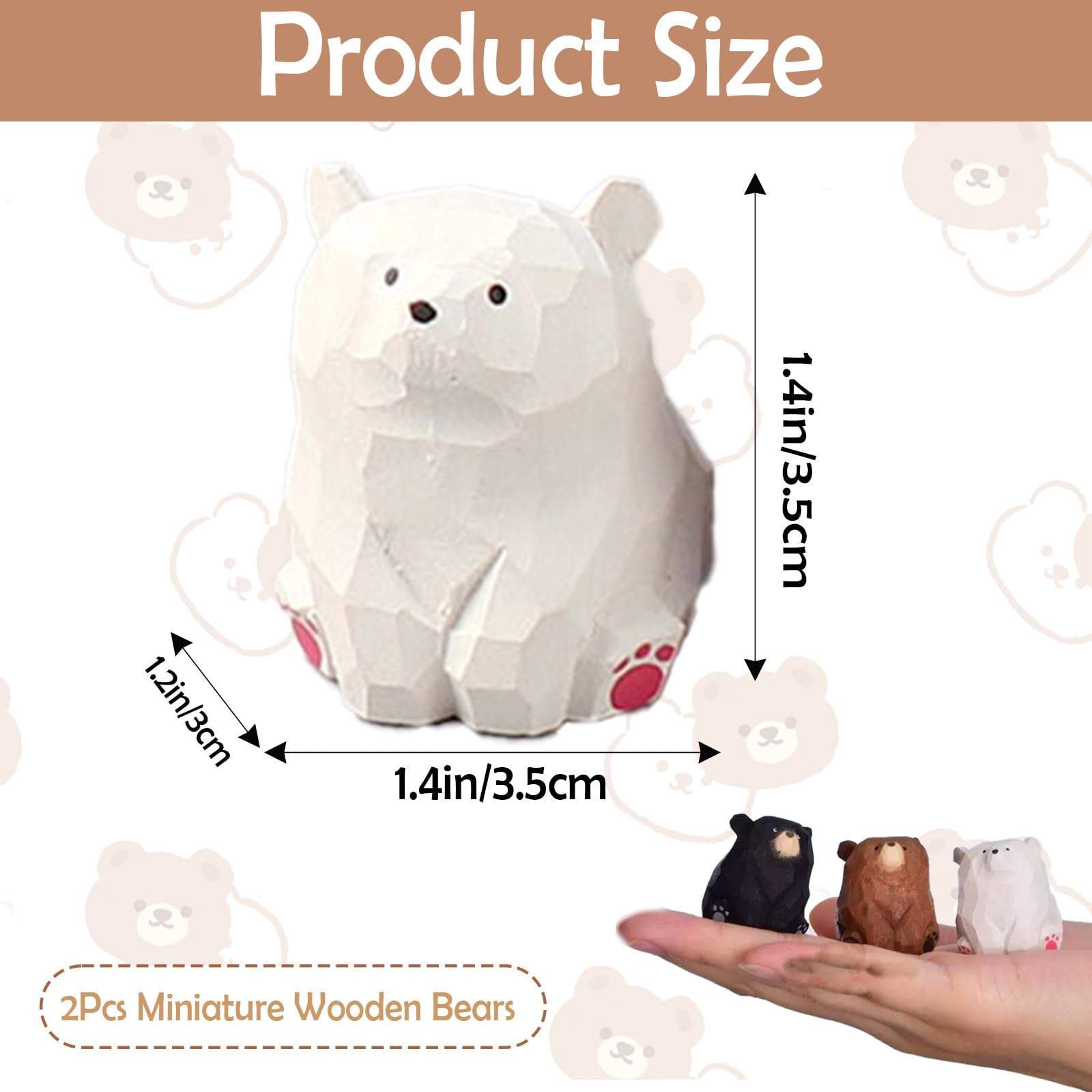 Amazon.co.jp: ハンドメイド彫刻木製クマの置物 1.45インチ 座っている