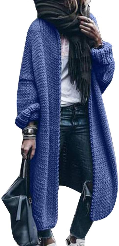 Frolicddlook Veste Femme Grande Taille Gilet Femme Long Gilet Chaud Femme Hiver Cardigan Femme Chic Et Elegant Pull Femme Mi Long Grande Poche Cardigan Veste Pull Femme