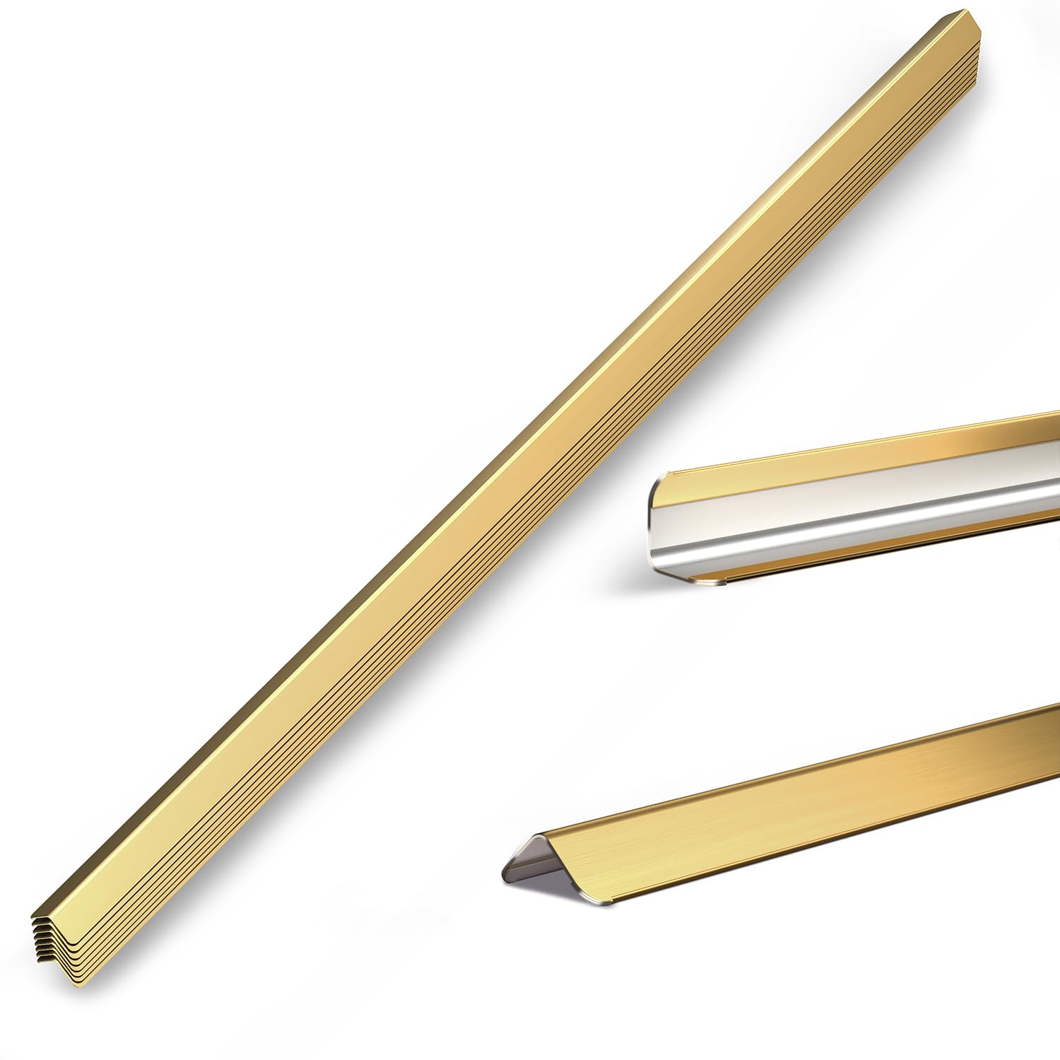 10pcs Wall Corner Guards 1x1x48 Inches 304 Stainless Steel Heavy Duty Rounded Corner Protector, Smooth Folded Edge Design for Wall Protection Golden