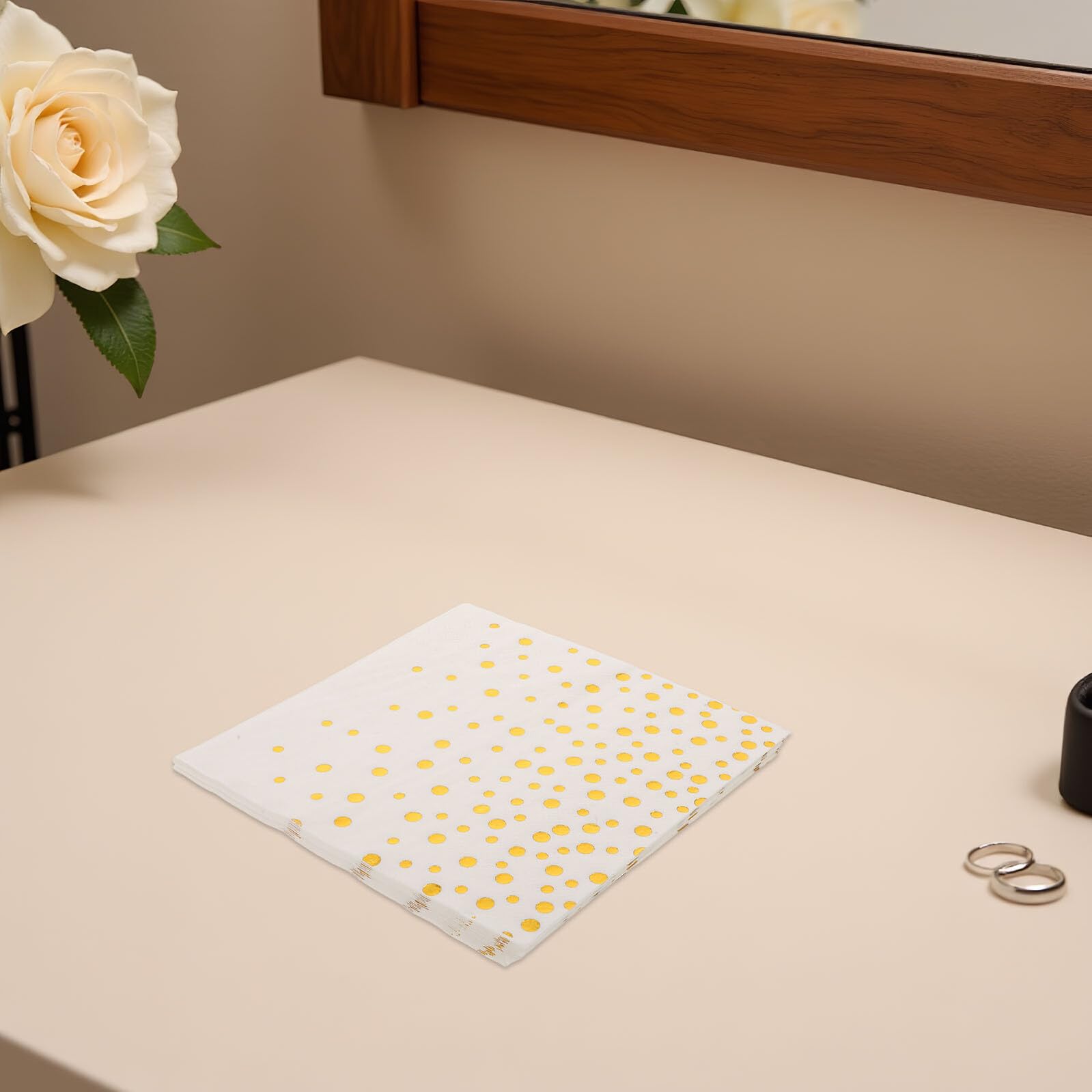 Servilletas Desechables de Papel Lunares Dorados Paquete de 100 Unidades para Bodas Fiestas y Cócteles Servilletas Decorativas Absorbentes para Celebraciones y