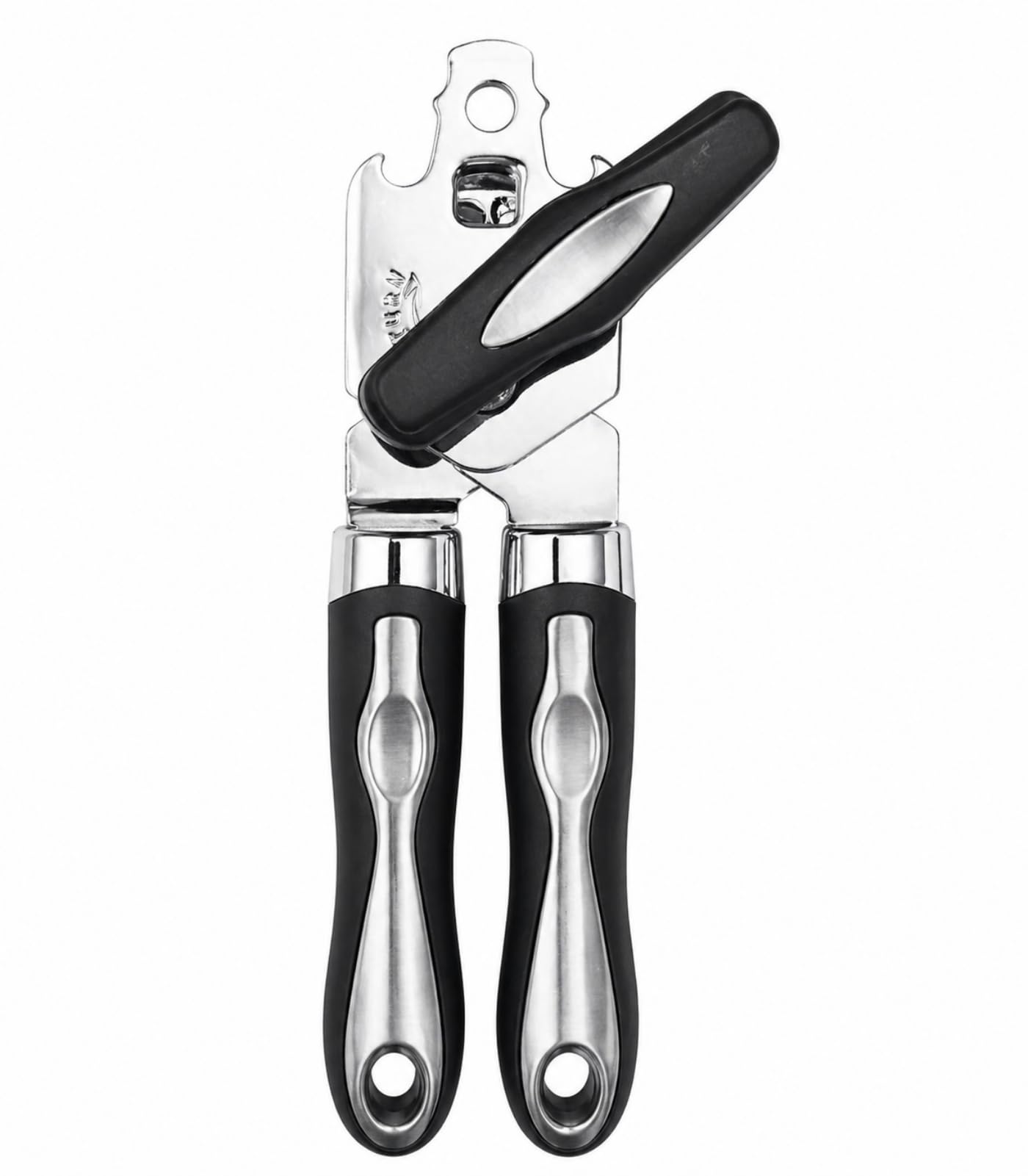 Can Opener - Heavy Duty Stainless Steel Handheld Can Opener with Comfortable Handle, Sharp Blade for Smooth Edges, Includes Multifunctional Bottle Opener