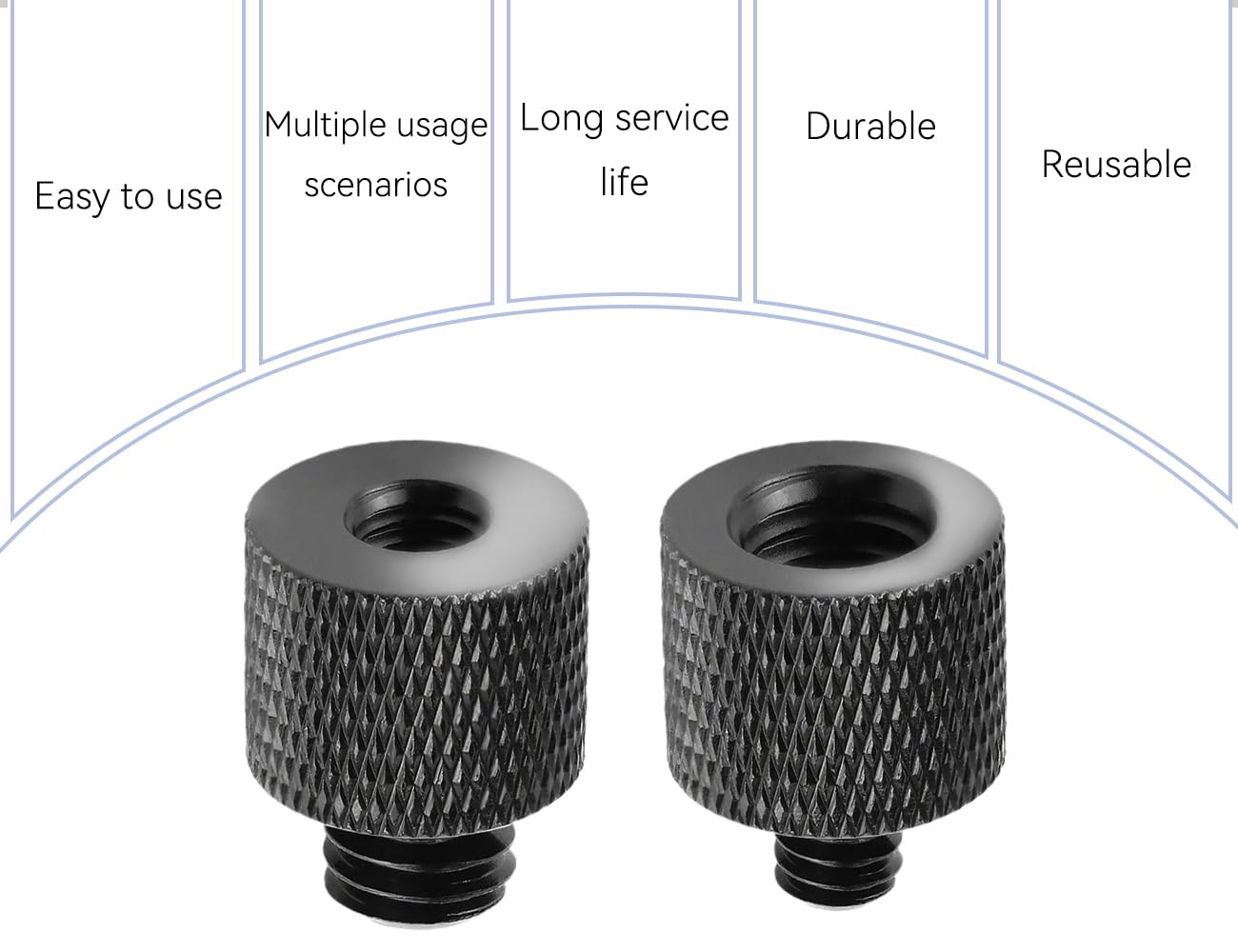 Adaptateur de Filetage 2 Pièces, Adaptateur de Pied de Microphone en Alliage d'Aluminium 3/8 vers 1/4 Pouce, Vis de Trépied 1/4 vers 3/8 Pouce, pour Pieds d'Éclairage d'Appareil Photo (Noir)