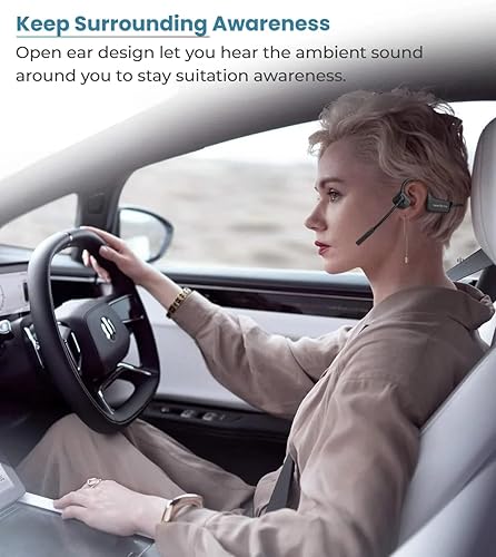 Miniatura 4 de Auriculares Bluetooth de conducción ósea con micrófono Auriculares inalámbricos para computadora con micrófono Cancelación de ruido Oreja abierta