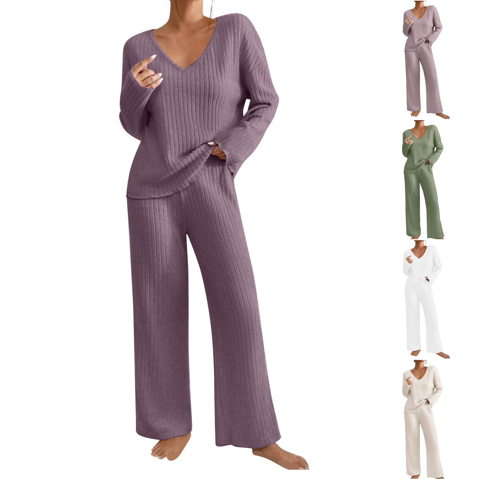 Generisch Traje de punto para mujer, conjunto acanalado, cálido, elegante