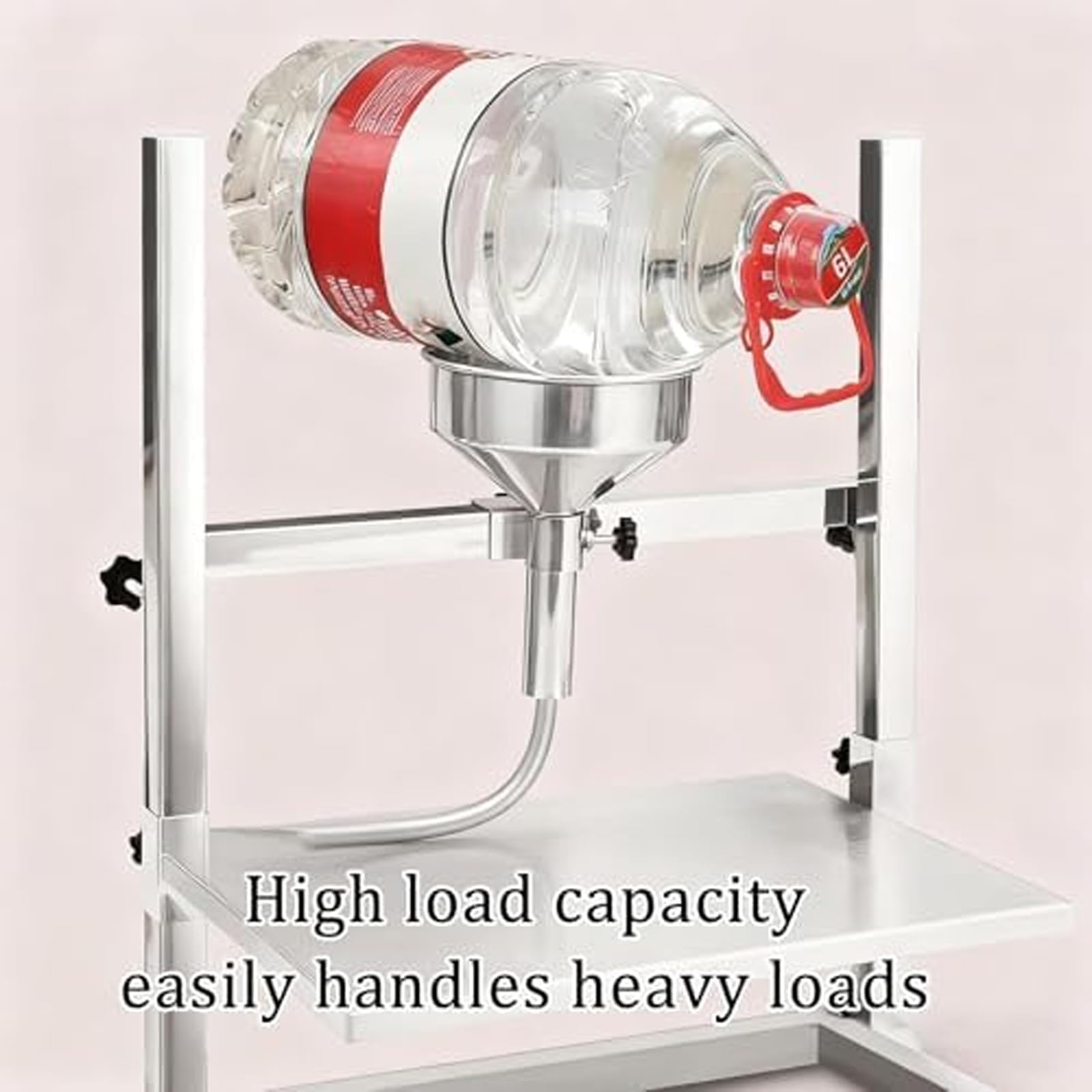 Tolva de alimentación de acero inoxidable, embudo de llenado manual con soportes dobles, altura ajustable y base de carga mejorada, para envasado de polvo, líquido y gránulos 1.2cm
