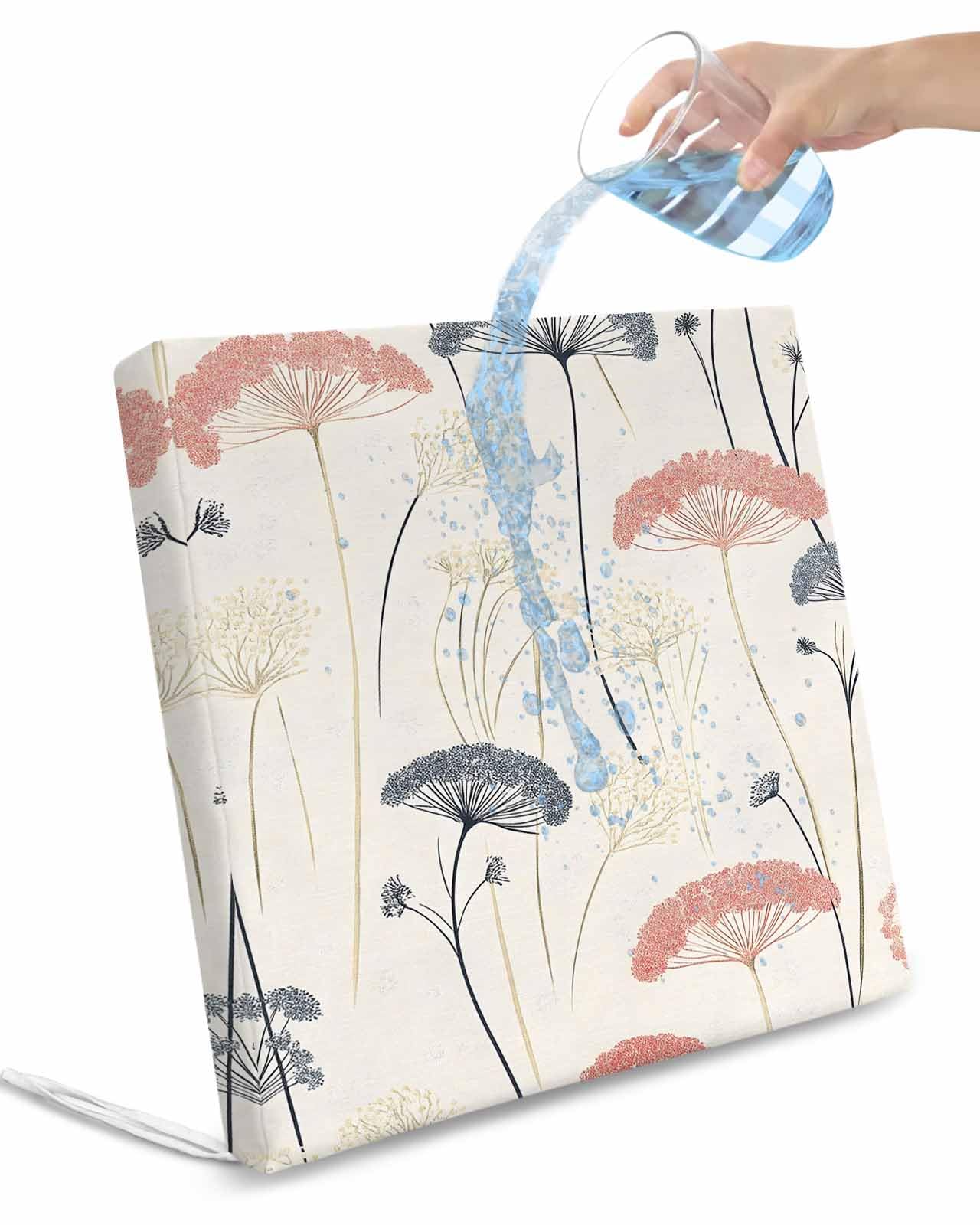 2 Pack Red Black Yellow Floral Waterproof Cushion Covers with Ties, Outdoor Patio Chaise Lounge Chair Seat Cushion Slip Covers Replacement(Only Cover) Farmhouse Watercolor Flowers 22