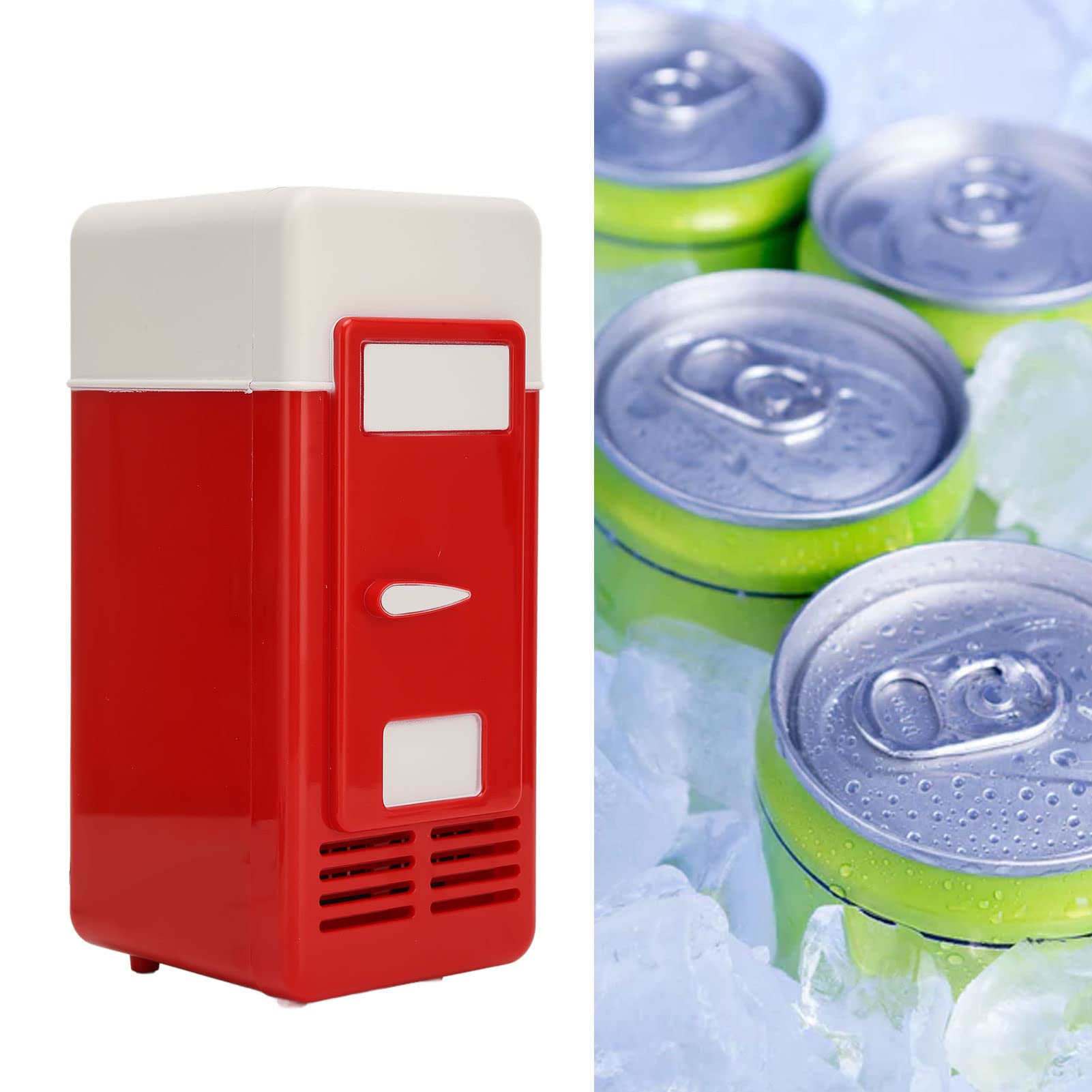Wooxgehm Usb Fridge, Insulated Cooling Small Portable Usb Refrigerator, Low Decibel Energy Saving Semiconductor Refrigeration Single Can Fridge For Car(Red) on Fridge.com - View 5
