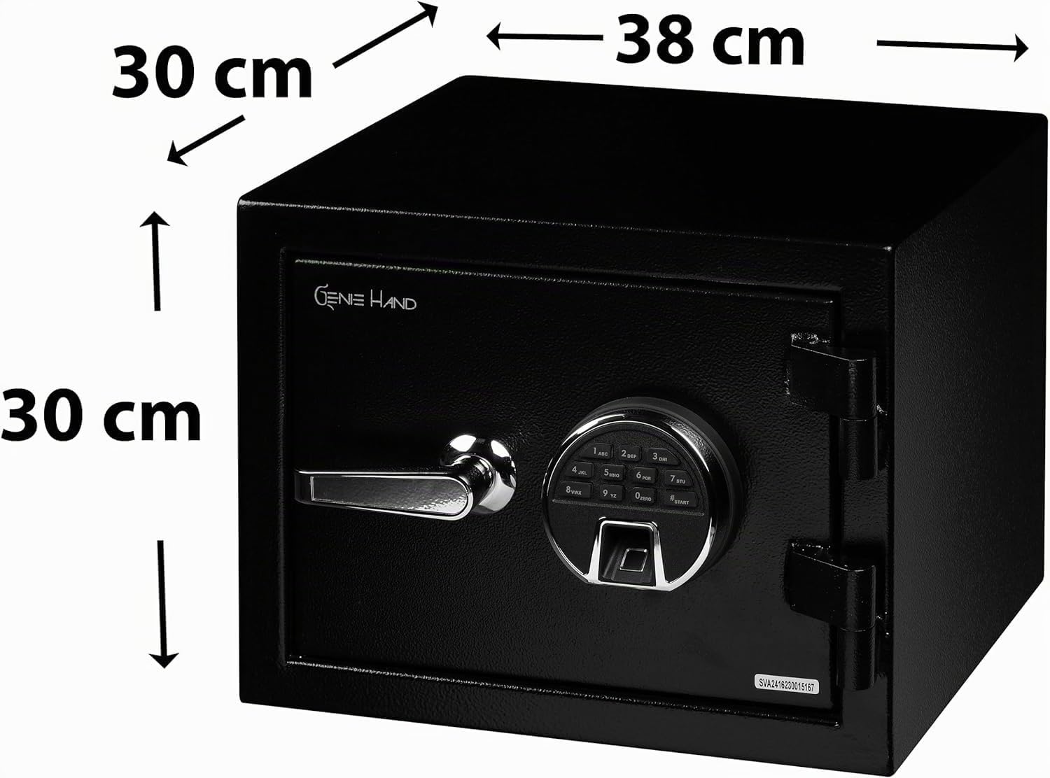Genie Hand | Cassaforte Elettronica da Armadio Ignifuga conforme agli standard UL/ETL con Apertura con Impronta Digitale, Combinazione o Chiave con Sistema Anti Bounce