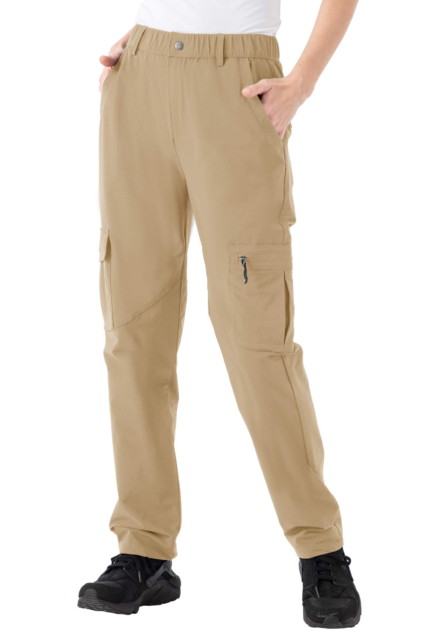 YSENTO Womens Hiking Walking Trousers Outdoor Quick Dry Lightweight Cargo Elasticated Trousers(Khaki,XL)