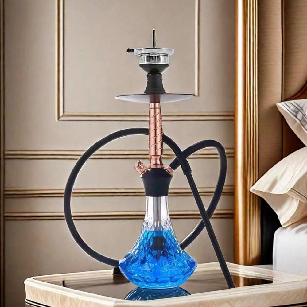 RMAN Shisha mini aluminiowa mała szisza zestaw z wężem silikonowym, głowicą komina, nasadką do komina, ustnikiem, ze stali nierdzewnej, do rurki zanurzeniowej, dyfuzora, szczypce