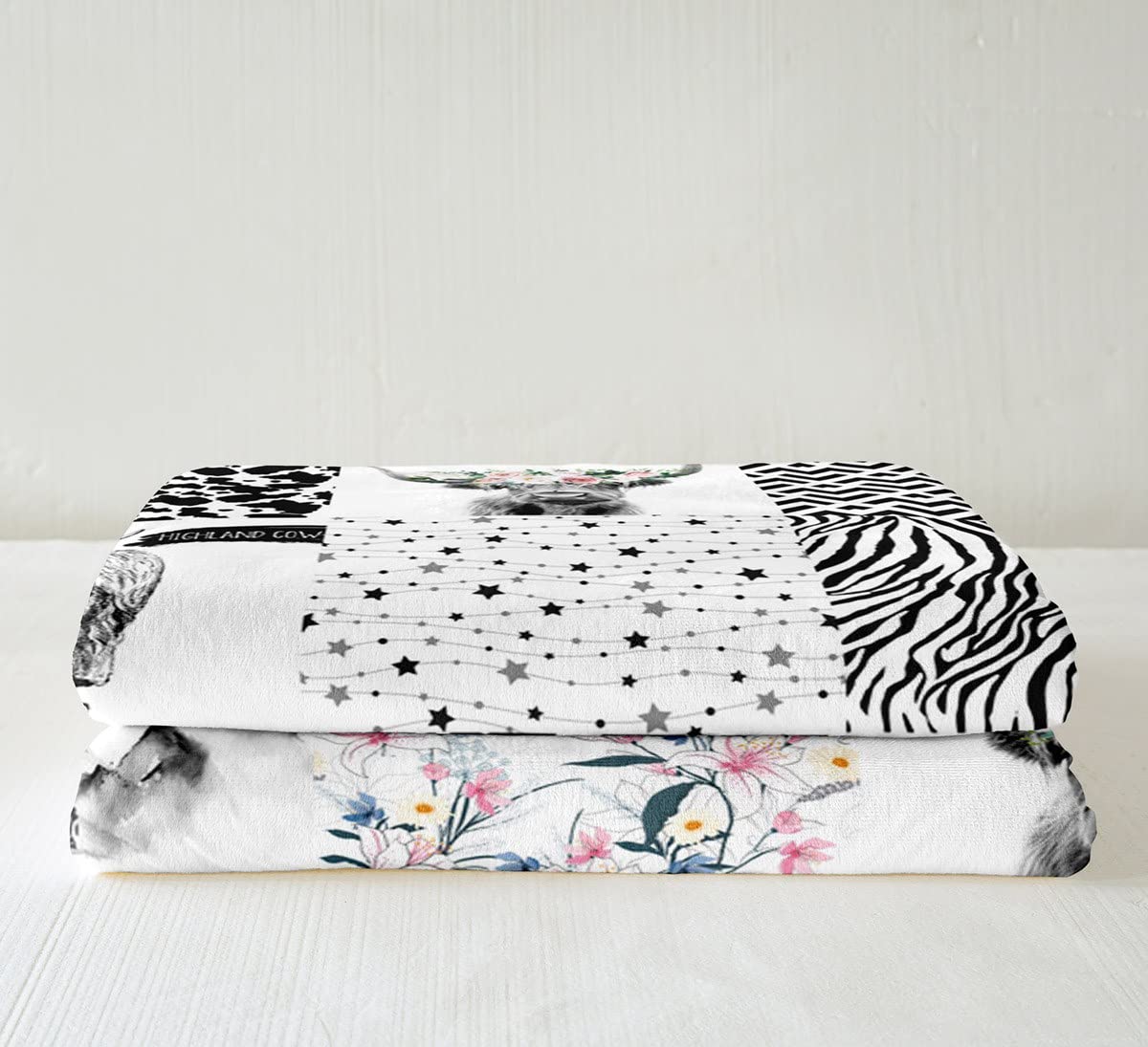 Loussiesd Highland Cow Throw Blanket for Bed Sofa Cow Geometric Fuzzy Blanket Floral Farmhorse Highland Cattleative Fleece Sherpa Blanket Leopard Plush Blanket Double 60x79 Inch - Image 4