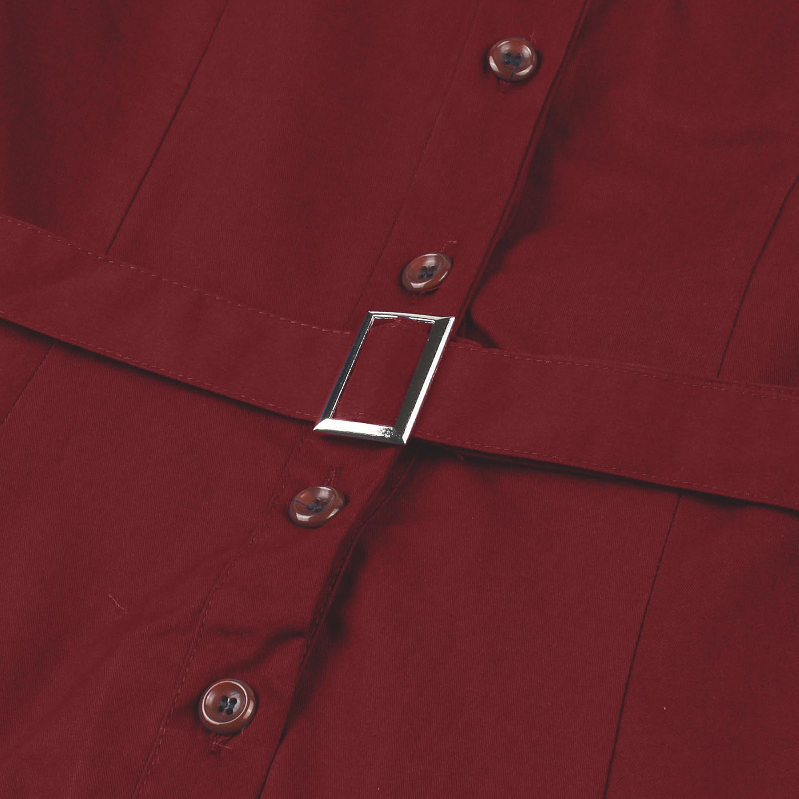 ODIZLI Robe de cocktail rétro des années 1950 à manches courtes et revers cranté avec ceinture pour femme