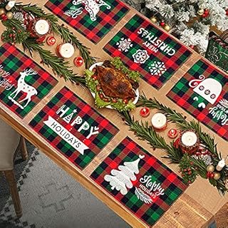 MTaoyac Christmas Placemats, Christmas Decoration Christmas Place Mat and Coasters, Non-Slip, Heat-Resistant, Waterproof, Dirt-Repellent and Washable Placemats (Set of 6)