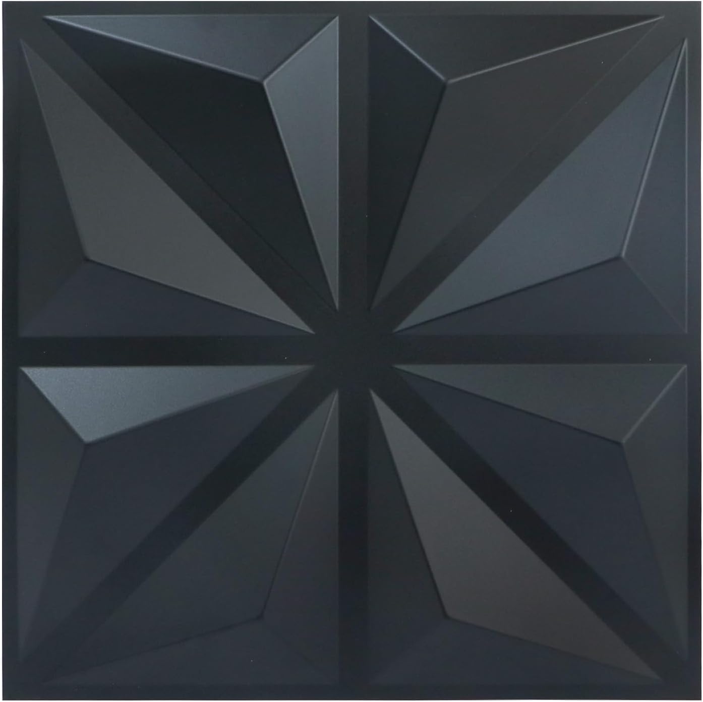3D Wall Panel Diamond for Interior Wall Decor,Waterproof, Heat Resistant PVC Wall Panel 19.6''x19.6'' Diamond Accent Panels for Living Gaming Room, Bedroom, Office, 12 Pack (2016-Black)