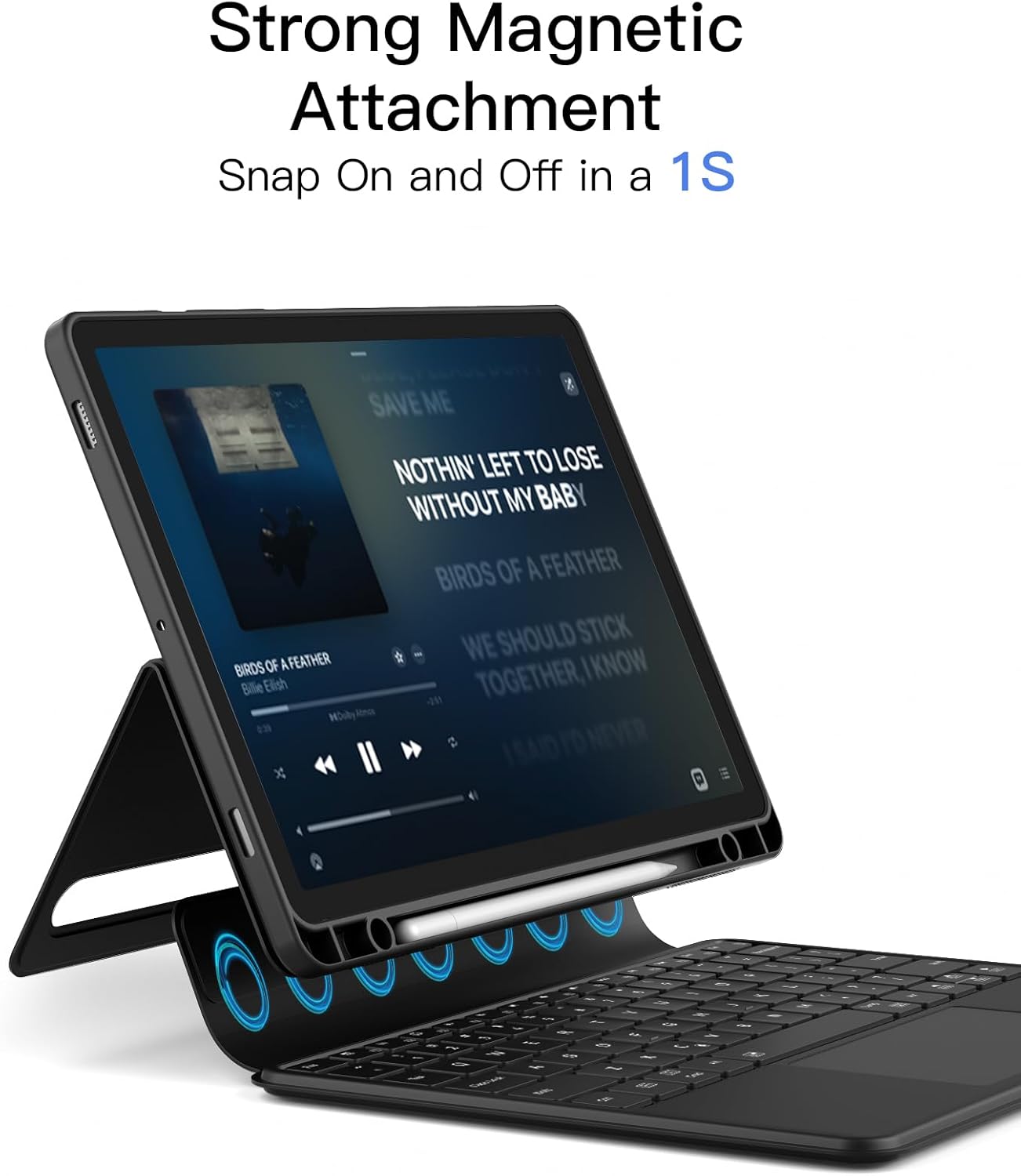 Inateck Keyboard Case for Samsung Galaxy Tab S10 Lite/S10 FE/S9 FE 10.9"/S9 11", Magnetic Detachable Bluetooth Keyboard with Touchpad, Portrait/Landscape Mode, Built-in Pencil Holder, N0064 Black