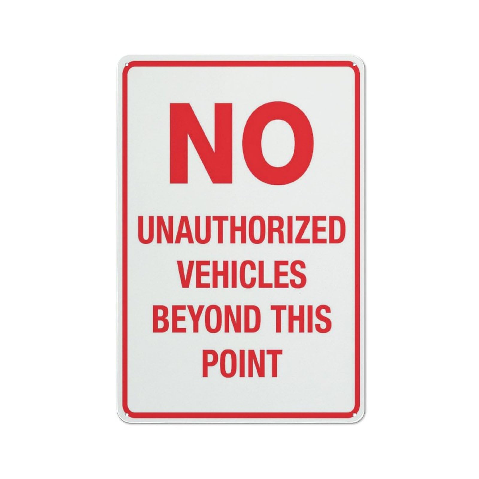 Xewazd A2083 No Unauthorized Vehicles Beyond This Point 8"X12" Aluminum Tin Sign - Safety Warning Alert For Indoor & Outdoor Use
