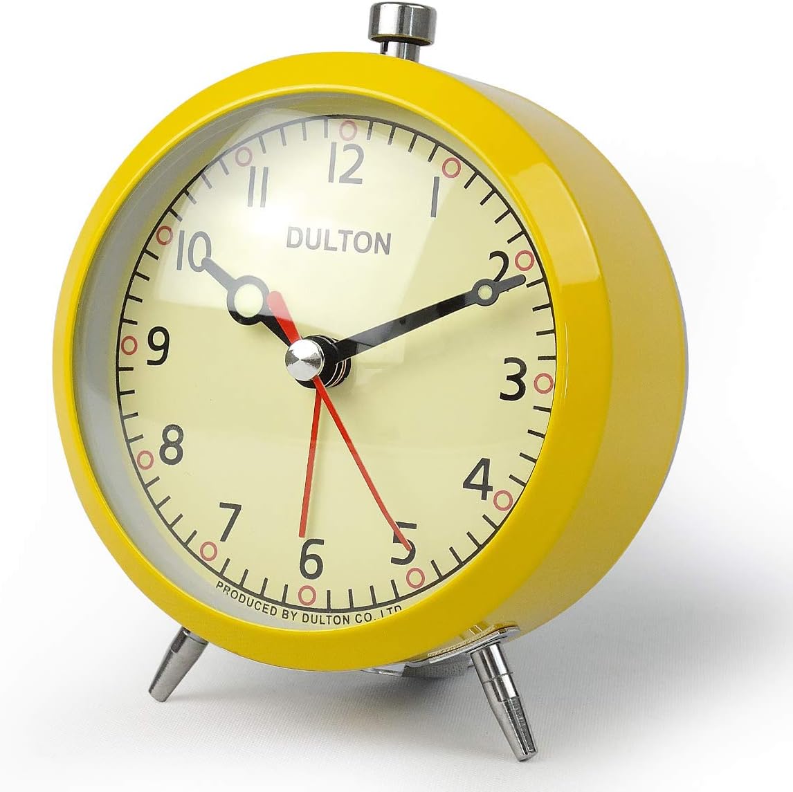 Alarm Clock, Yellow, No Clicking, Unbored, Cute, Analog Alarm Clock, Sweep Movement, Height 110mm, Width 90mm, Depth 70mm, 100-053Q/YL