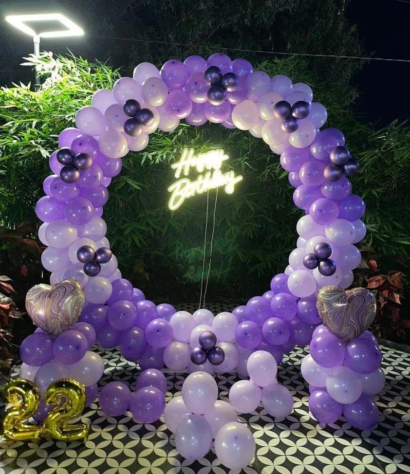 Image of Purple and White Balloons, 12in Lilac Lavender Helium Confetti Latex Purple Balloons with Ribbon for Women Kids' Birthday Party Baby Shower Wedding Anniversary Gender Reveal Princess Decoration