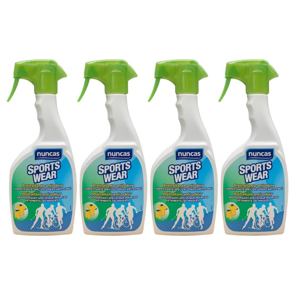Pretrattante Antiodore, Igienizzante Specifico per Capi Tecnici, Elimina il Cattivo Odore 500ml (4 Unità)