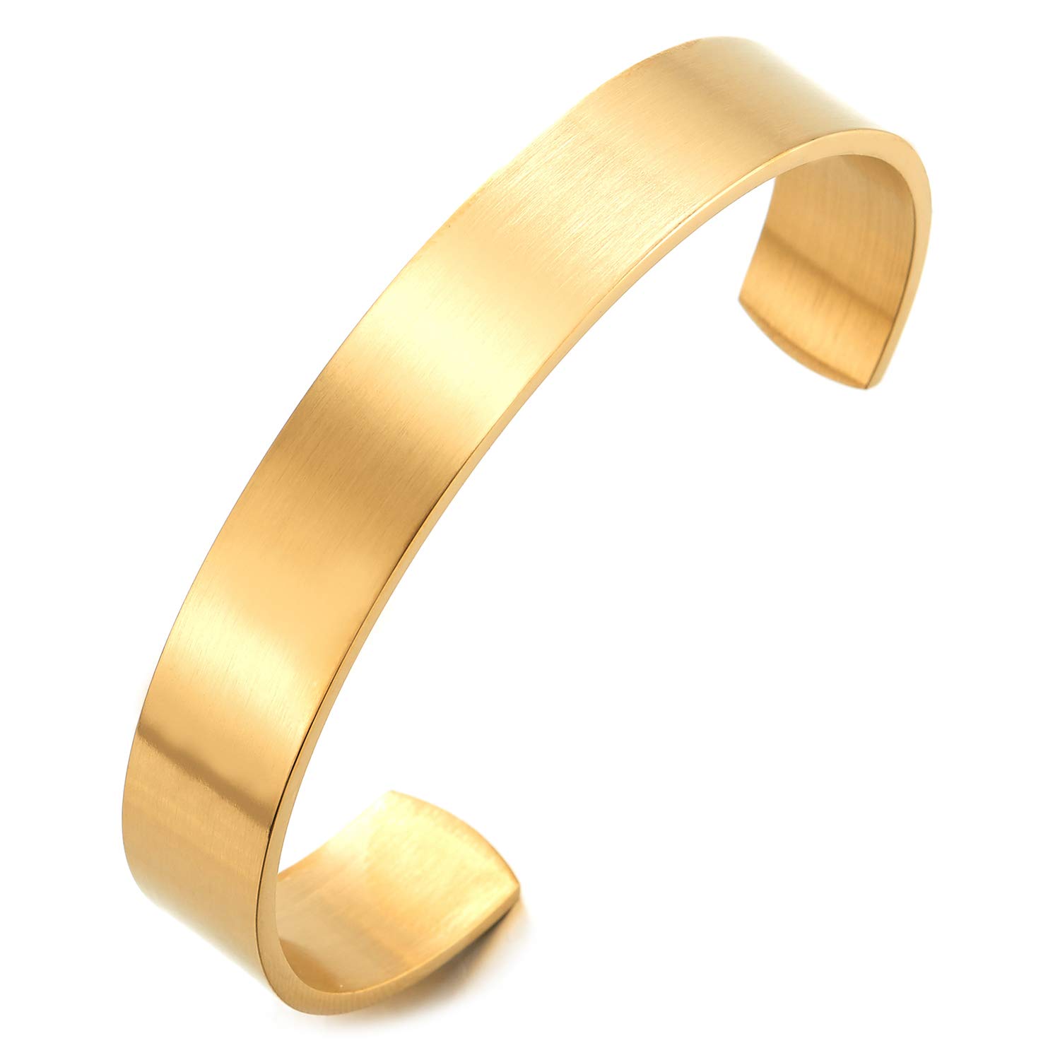 COOLSTEELANDBEYOND 19CM Clásico Ajustable Pulsera de Hombre Mujer, Brazalete de Acero Inoxidable